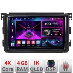 Navigatie Smart For Two For Four 2005-2010 A-SMART05 4+64 InCell Display 1K Android Waze USB Navigatie Internet Youtube Radio KIT-smart05+EDT-E209-RK