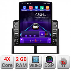 NAVIGATIE TESLA ANDROID 12 DEDICATA JEEP GRAND CHEROKEE II 1999-2004 ECRAN VERTICAL IPS 9.7" WIFI QUADCORE 2 + 32GB SUNET DSP DVR CARKIT BLUETOOTH CARPLAY ANDROID AUTO WIRELESS GPS WAZE MODEL KIT-CHEROKEE-OLD+EDT-E708