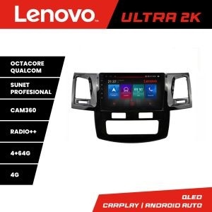 Navigatie Toyota Hilux 2008-2014 Lenovo Kit-143 8 core QLED Qualcomm 4+64 360 Android Waze USB Navigatie Internet Youtube Radio KIT-143+ULTRA-9-4+64