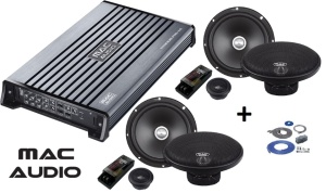 PACHET AMPLIFICATOR SI DIFUZOARE AUTO MAC AUDIO TITANIUM PRO 4.0, 4 canale x 100W RMS + Difuzoare auto MAC AUDIO BLK 2.16 100W RMS + Kit de cabluri
