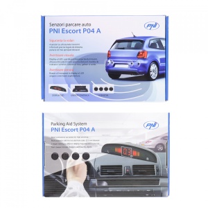 SENZORI DE PARCARE SPATE PNI ESCORT P04 A AFISAJ DISPLAY CU 4 RECEPTORI NEGRU GRI ALB ROSU ALBASTRU SAU SILVER