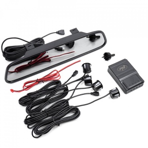 Senzori parcare PNI Escort P03 B cu afisaj in oglinda, cu 4 receptori ultrasonici, culoare neagra, 25 mm, 12V