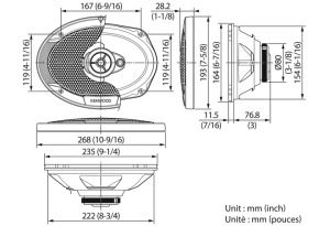 KENWOOD KFC-S6966 DIFUZOARE OVALE 6″x9″, 45W RMS