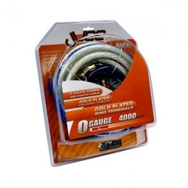 Kit De Cabluri Subwoofer Pentru Instalare Amplificator Auto JUICE cablu alimentare argintiu transparent cu sectiune de 53 mm2 (AWG 0) - 4.72 m cablu masa negru transparent cu sectiune de 53 mm2 (AWG 0) - 0.9 m cablu RCA dublu ecranat, OF - 4.72 metri