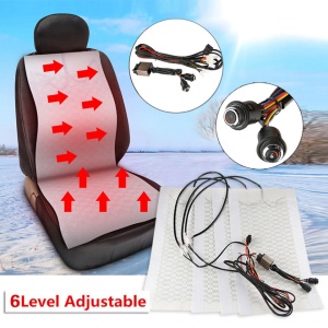Kit Incalzire In Scaune Auto Carbon Buton Rotativ 6 Trepte Cromat LUXURY RED - Leduri rosii - Pozitii Montaj Profesional In Toata Tara !
