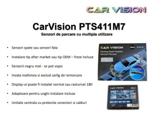 Kit senzori parcare OEM LOOK cu display LED si INELE ADAPTOARE PENTRU MONTARE UNGHIULARA PTS411M7 CarVision