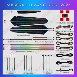 Lumini ambientale dedicate Maserati Levante 2016-2022 set complet control telefon sau sistem original
