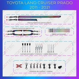 Lumini ambientale dedicate Toyota Prado 2011-2021 set complet control telefon sau sistem original