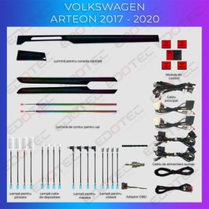 Lumini ambientale dedicate VW Arteon 2019-2020 set complet control telefon sau sistem original