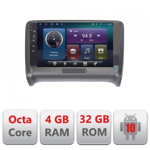NAVIGATIE CARPAD ANDROID 10 DEDICATA AUDI TT 2004-2011 ECRAN 9" CAPACITIV INTERNET 3G WIFI PROCESOR OCTA CORE 4G RAM 32GB 1,6 GHZ DVR CARKIT BLUETOOTH MIRROR LINK MODEL KIT-078+EDT-E409