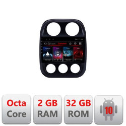 NAVIGATIE CARPAD ANDROID 10 DEDICATA JEEP COMPASS 2010-2016 ECRAN CAPACITIV OCTACORE 2GB RAM 32 GB ROM DVR CARKIT BLUETOOTH MIRROR LINK MODEL LENOVO KIT-2500+EDT-E510