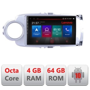 NAVIGATIE CARPAD ANDROID 10 DEDICATA TOYOTA YARIS 2010-2018 ECRAN CAPACITIV OCTACORE 4GB RAM 64 GB ROM DVR CARKIT BLUETOOTH MIRROR LINK MODEL LENOVO KIT-YARIS10+EDT-E509-PRO