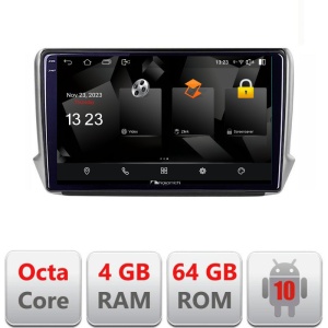Navigatie dedicata Nakamichi Peugeot 208/2008 5510-PSA Android Octa Core 720p 4+64 DSP 360 camera carplay android auto