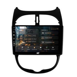 Navigatie HUB64 Peugeot 206 (1998-2012), 4GB RAM, Android 13, Octacore, Slot Sim 4G, DSP, GPS, Wi-FI, Carplay, Android Auto, USB, Bluetooth, Waze, Touchscreen, 9 inch