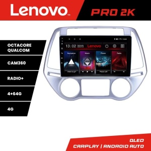 Navigatie Hyundai I20 2011-2014 manual si automat Android radio gps internet 8 core QLED 2K 4+64 360 Lenovo KIT-i20-2012+PRO-2K-9-4+64