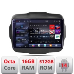 Navigatie Jeep Renegade 2015-2020 Edotec Kit-500 8 core QLED 2K 12+256GB 360 Android Waze USB Navigatie Internet Youtube Radio KIT-500+EDT-E809-2K