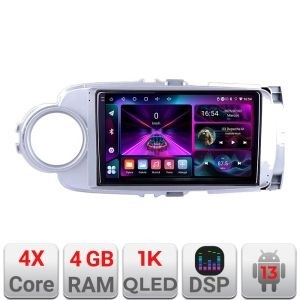 Navigatie Toyota Yaris 2010-2018 A-YARIS10 4+64 InCell Display 1K Android Waze USB Navigatie Internet Youtube Radio KIT-YARIS10+EDT-E209-RK
