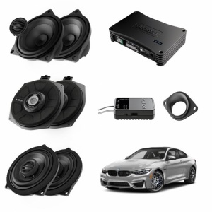 Pachet sistem audio Plug&Play Audison dedicat BMW K4M X4M + Amplificator AF C8.14bit + Conectica dedicata