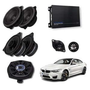 Pachet sistem audio Plug&Play For-X dedicat BMW Basic XQ-45C XQ-402BMW + Amplificator Zapco HB 410 ADSP + Conectica dedicata
