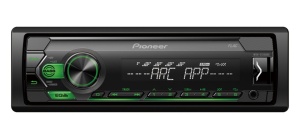 Radio MP3 auto Pioneer MVH-S120UBG, 1DIN, 4x50W, USB, compatibil cu dispozitive Android, taste Verde, display Alb
