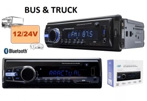 Radio MP3 player auto PNI Clementine Bus Truck 8524BT RDS 4x45W, Alimentare 12V/24V, 1 DIN cu SD, USB, AUX, RCA si Bluetooth - Ideal Camioane sau Autocare