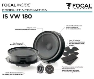 DIFUZOARE AUTO COMPONENTE SISTEM DE BOXE FOCAL KIT IS VW 180 2 CAI DEDICATE VW SKODA SEAT 60 RMS SET 2 DIFUZOARE 180MM