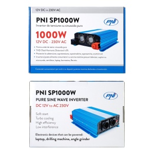 Invertor de tensiune PNI SP1000W cu sinusoida pura, alimentare 12V sinus pur