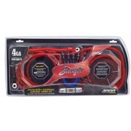 Kit De Cabluri Subwoofer Pentru Instalare Amplificator Auto STINGER cablu alimentare rosu transparent cu sectiune de 21 mm2- 5.5 m cablu masa negru mat cu sectiune de 21 mm2- 0.9 m cablu RCA dublu ecranat, OF - 5.2 metri
