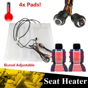 Kit Incalzire In Scaune Auto Carbon Buton Rotativ 6 Trepte Cromat LUXURY BLEU - Leduri Bleu - Montaj Profesional In Toata Tara!