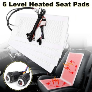 Kit Incalzire In Scaune Auto Carbon Buton Rotativ 6 Trepte Cromat LUXURY RED - Leduri rosii - Pozitii Montaj Profesional In Toata Tara !