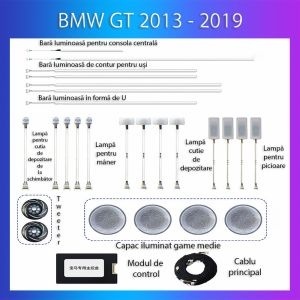 Lumini Ambientale BMW Seria 4 GT 2013-2019 dedicat set complet control telefon sau sistem original AMB-BM-F32