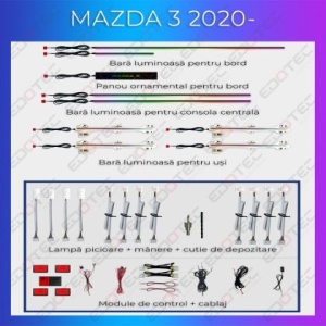 Lumini ambientale dedicate Mazda 3 2020-2023 set complet control telefon sau sistem original - Img 2