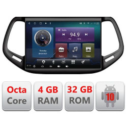NAVIGATIE CARPAD ANDROID 10 DEDICATA JEEP COMPASS 2017- ECRAN 9" CAPACITIV INTERNET 3G WIFI PROCESOR CORTEX A9 OCTA CORE 4G RAM 32GB 1,6 GHZ DVR CARKIT BLUETOOTH MIRROR LINK MODEL KIT-732+EDT-E410
