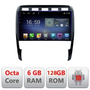 NAVIGATIE CARPAD ANDROID 10 DEDICATA PORSCHE CAYENNE 2002-2010 ECRAN CAPACITIV OCTACORE 6GB RAM 128GB ROM DVR CARKIT BLUETOOTH MIRROR LINK MODEL LENOVO KIT-443+EDT-E609
