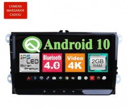 NAVIGATIE CARPAD ANDROID 10 DEDICATA VW SKODA SEAT ECRAN IPS 9'' CAPACITIV 2GB RAM INTERNET 3G WIFI DVR GPS WAZE CARKIT BLUETOOTH MIRROR LINK MODEL PREMIUM CAMERA MARSARIER BONUS!