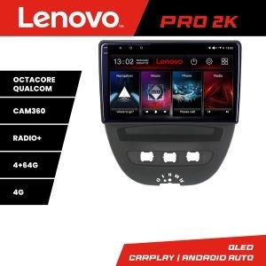 Navigatie Citroen C1 Peugeot 107 Toyota Aygo 2005-2014 Android radio gps internet 8 core QLED 2K 4+64 360 Lenovo KIT-C1+PRO-2K-10-4+64