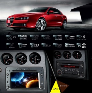 NAVIGATIE OEM LOOK CU DVD ANDROID DEDICATA ALFA ROMEO 159 SPIDER BRERA ECRAN IPS 7" INTERNET 4G OCTACORE 4GB + 64GB SUNET DSP DVR CARKIT BLUETOOTH GPS COMENZI PE VOLAN ANDROID AUTO CARPLAY WIRELESS