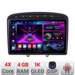 Navigatie Peugeot 308 Quad Core A-038 4+64 InCell Display 1K Android Waze USB Navigatie Internet Youtube Radio KIT-038+EDT-E209-RK