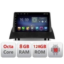 Navigatie Renault Megane 2 F-098 Octa Core cu Android Radio Bluetooth Internet GPS WIFI DSP 8+128GB 4G KIT-098+EDT-609
