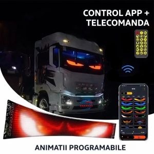 Panou LED RGB Devil Eyes auto, ochi camion, control APP 595x120 mm
