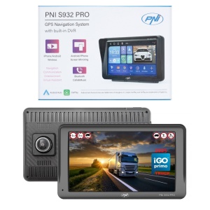Sistem de navigatie GPS Portabil cu DVR incorporat PNI S932 PRO Harti Maps Igo Truck si Waze cu Radarele din Europa pentru Camioane si Autoturisme, ecran 7 inch, memorie 32 GB, 2GB DDR3 RAM, Android 13, Apple Carplay si Android Auto Camera Marsarier