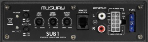 Subwoofer Auto Activ Musway SUB 1 Model Underseat (sub scaun) 8'' 15x20 cm 100W RMS Telecomanda Bass / Volum Putere Maxima 200 W