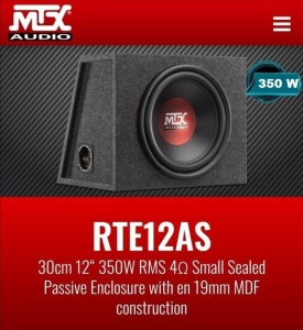 SUBWOOFER AUTO CUB MTX RTE12AS DE 30CM (12″)  PUTERE MAX 1050W RMS 350W