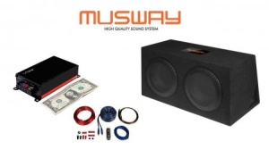 Subwoofer Musway MR108Q: subwoofer auto, pasiv incinta bass reflex diametru woofer: 20 cm putere RMS: 200W Amplificator ultra compact Vibe PowerBox400.1M-V7: monobloc, clasa D