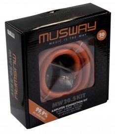 Kit De Cabluri Subwoofer Pentru Instalare Amplificator Auto MUSWAY 20mm2 OFC (99.9% Cu) cablu alimentare portocaliu de 20mm2 - 5m cablu de masa gri de 20mm2 - 1m