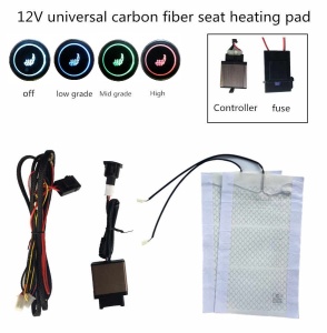 Kit Incalzire In Scaune Auto Universal Carbon Buton Rotund Push Slim 3 Trepte RGB Montaj Profesional In Toata Tara!