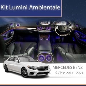Lumini Ambientale dedicate difuzoare stalpi fata Mercedes Clasa S W222 sistemul original sau telefon AMB-ME-W222-03