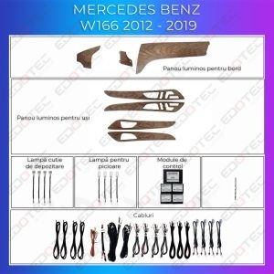 Lumini Ambientale dedicate trimuri lemn Mercedes GLE GLS W166 sistemul original sau telefon AMB-ME-W166-03 - Img 3