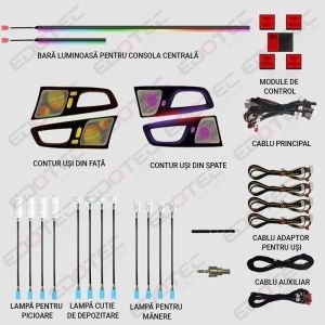 Lumini ambientale dedicate Volvo S60 2020-2022 set complet control telefon sau sistem original