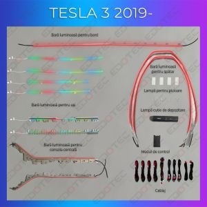 Lumini ambientale Tesla Model 3 2019-2020 set complet control telefon AMB-TSL-3-2019-SIMPLE - Img 2